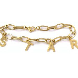Gold/Silver Star Charm PaperClip Bracelets 18K goldplated chain bracelet